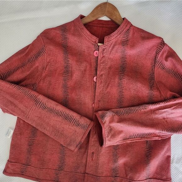David Dart Suede Leather Reversible Red Button-Up Suede Jacket - Picture 11 of 11